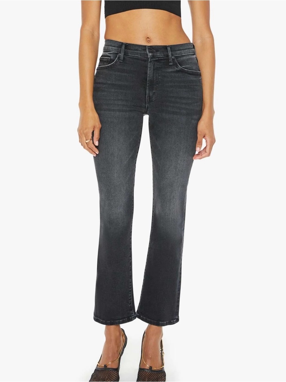MOTHER Women's Black Washed Bootcut Jeans